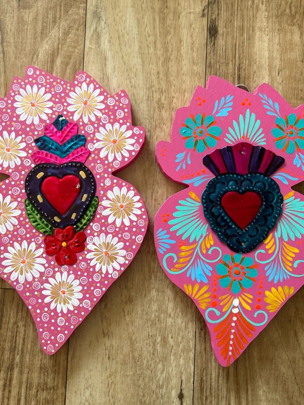 Handcrafted wooden sacred heart wall decor bundle